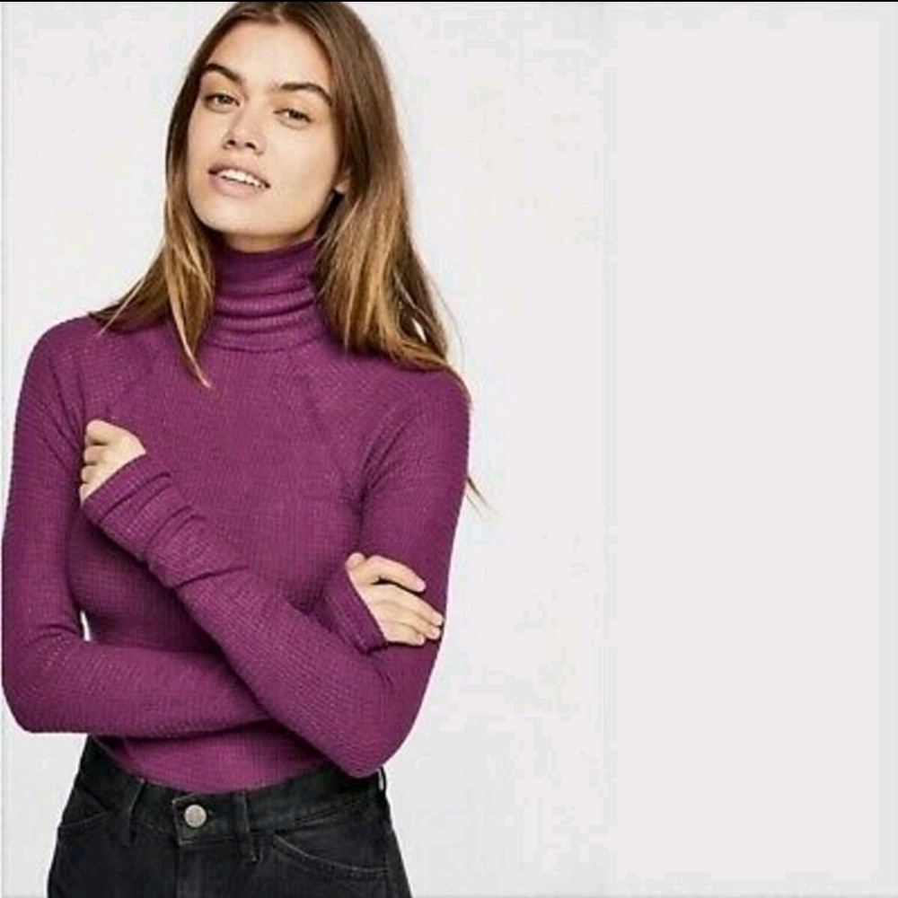 Free People Intimately All You Want Bodysuit Violet Long Sleeve Size Large